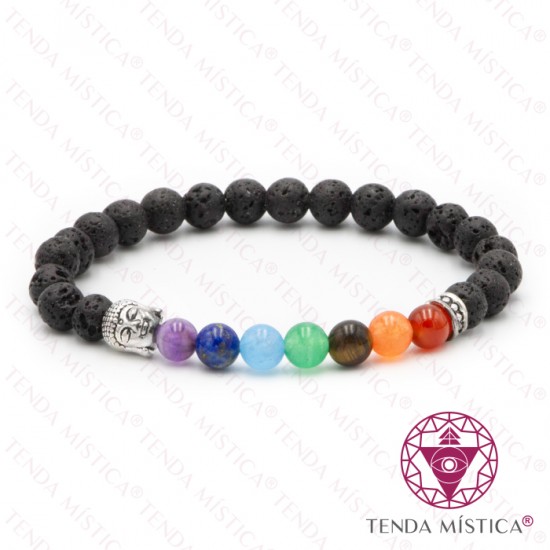 Pulseira Chakras Buddha Vulcânica 6mm