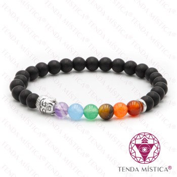 Pulseira Chakras Buddha Onix Mate 6mm 