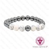 Pulseira Hematite + Howlita Branca 8mm