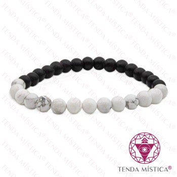 Pulseira Howlite Branca e Vulcanica 6mm