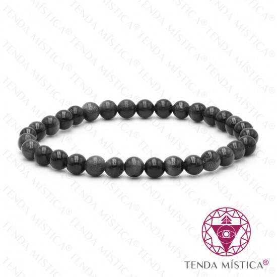 Pulseira Obsidiana Prata 6mm