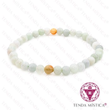 Pulseira Amazonite 6mm com contas douradas