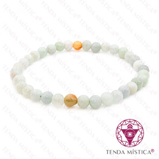 Pulseira Amazonite 6mm com contas douradas