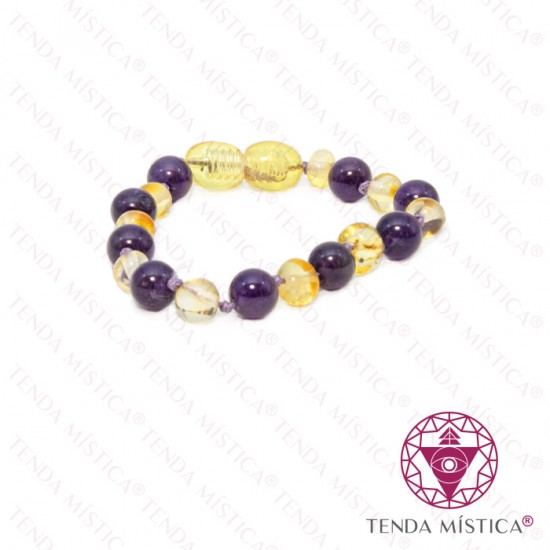 Pulseira Âmbar & Ametista Bebé 14cm