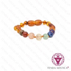 Pulseira Âmbar Bebé 14cm Chakras