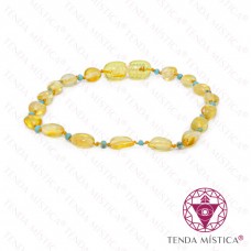 Pulseira Âmbar & Turquesa Adulto 21cm