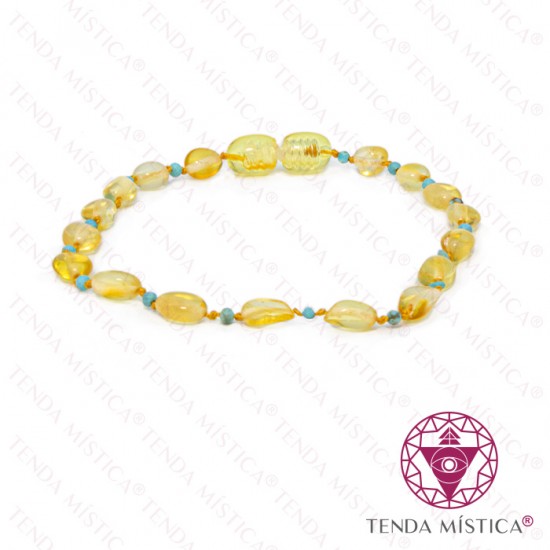 Pulseira Âmbar & Turquesa Adulto 21cm