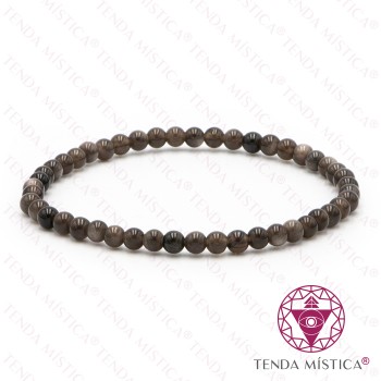 Pulseira Obsidiana Prata 4mm