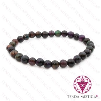 Pulseira Olho de Tigre Multicolor escuro 6mm