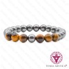 Pulseira Hematite + Olho de Tigre 8mm