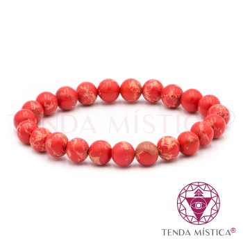 Pulseira Jaspe Imperial Vermelho 8mm