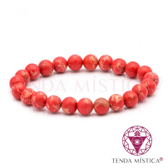 Pulseira Jaspe Imperial Vermelho 8mm