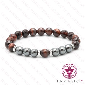 Pulseira Tripla Hematite & Olho de Boi