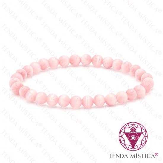 Pulseira Olho de Gato Rosa Claro 6mm