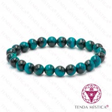 Pulseira Olho de Tigre Azul Claro esverdeado 8mm