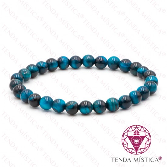 Pulseira Olho de Tigre Azul claro 6mm