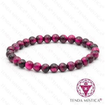 Pulseira Olho de Tigre Fúcsia 6mm