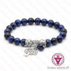 Pulseira Olho de Tigre Azul Árvore Da Vida