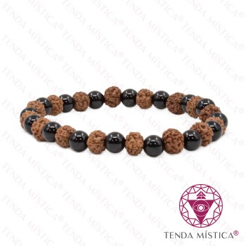 Pulseira Rudraksha + Ónix 6mm