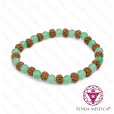 Pulseira Rudraksha + Agata Verde 6mm