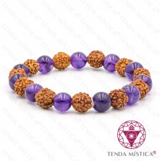 Pulseira Rudraksha + Ametista