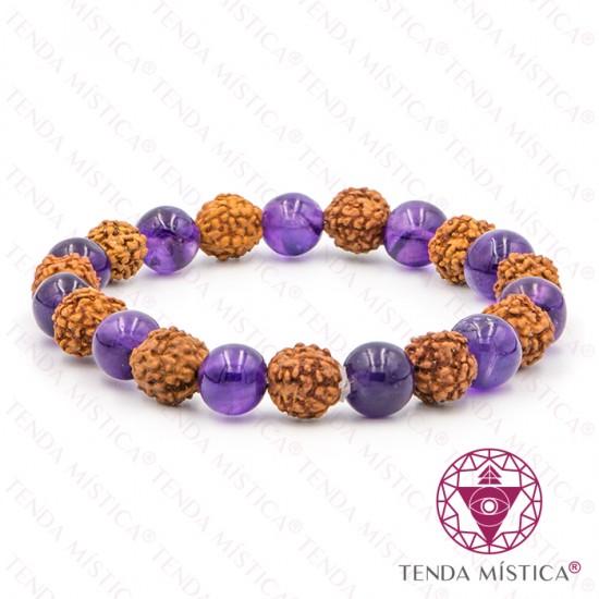 Pulseira Rudraksha + Ametista
