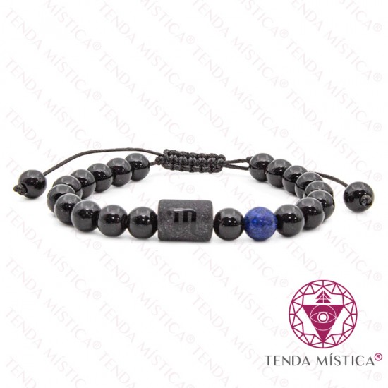 Pulseira Signo Ajustável Escorpião Lápis Lazúli