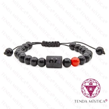 Pulseira Signo Ajustável Leão Ágata Fogo