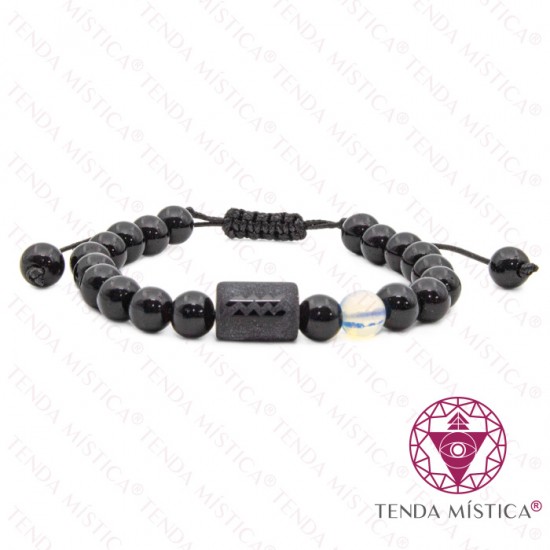 Pulseira Signo Ajustável Aquário Opala