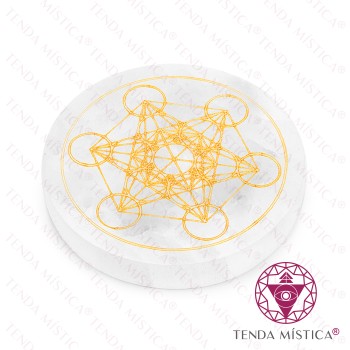 Selenite Formas Círculo Cubo de Metatron Dourado