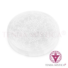 Selenite Formas Círculo Mandala Branca