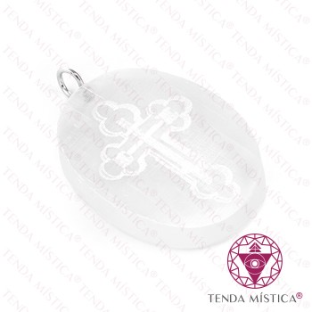 Pendente Selenite Oval Cruz