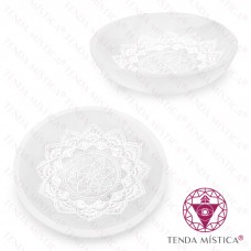Selenite Taça Circular Mandala Branco