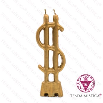 Vela Figura Cifrão Dourado