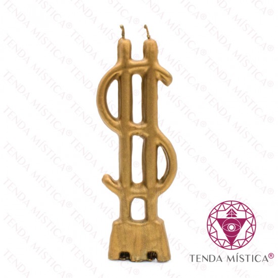 Vela Figura Cifrão Dourado